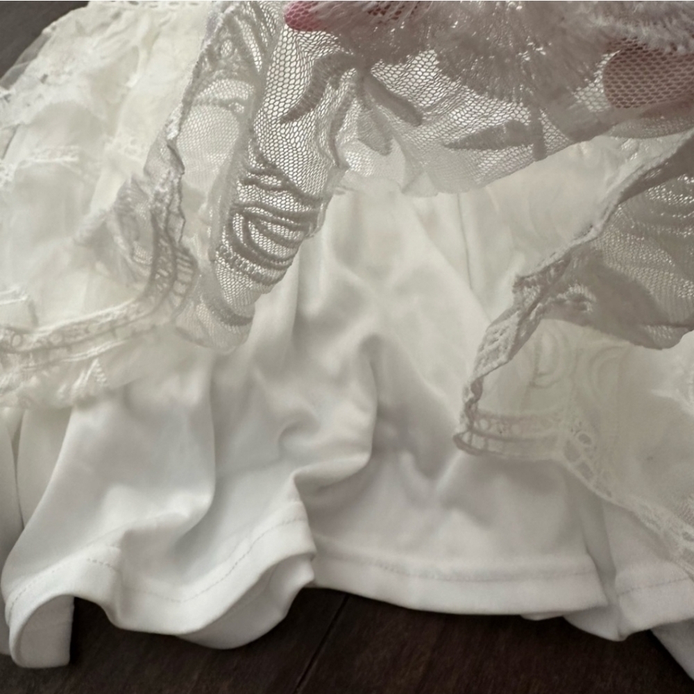 Elegant Lace Sheer Backless V Neck 3/4 Sleeve Flowy Dress Size Large NEW - Picture 5 of 11